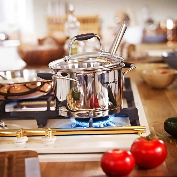 KORKMAZ A1979 FLORA 8 PARÇA TENCERE SETİ SİYAH - Resim 3