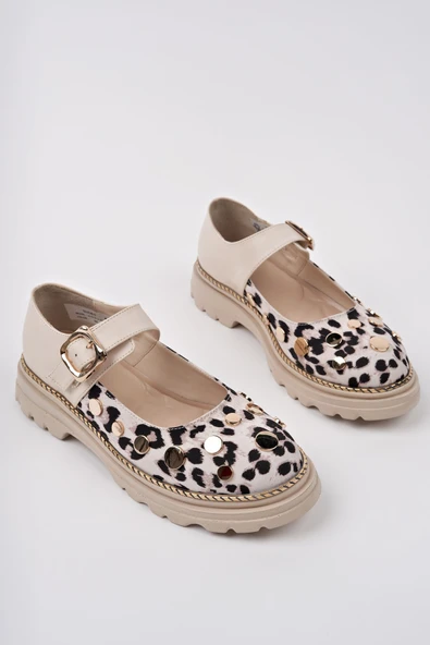 Muggo EGERİA Leopar Desenli Tek Bantlı Kalın Taban Kadın Günlük Loafer Ayakkabı - 3