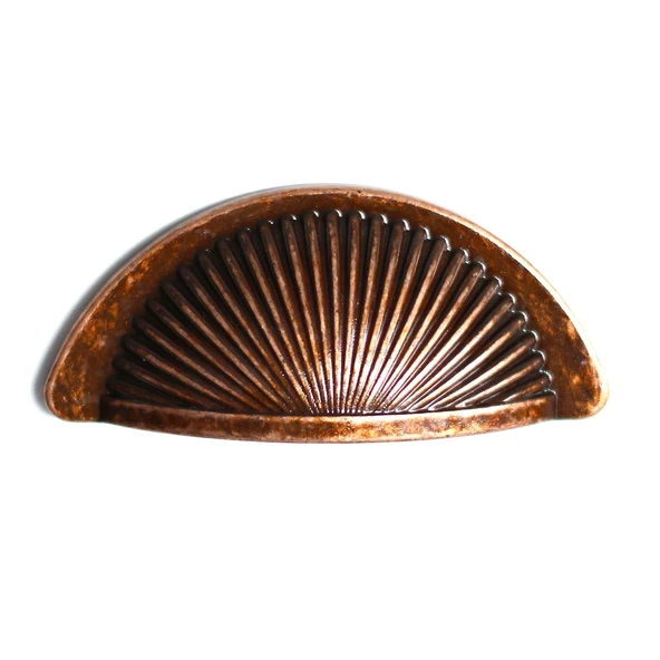 Mobilya Mutfak Dolap Kulpu Kulbu Kulpları Yelken Midye Tas Çanak 64mm Düğme Eskitme AntikBakır - Resim 2