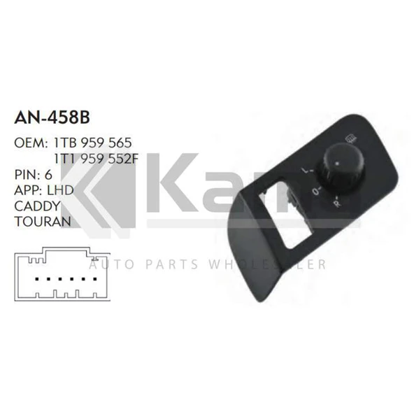 1TD959565-1T1959552F AYNA AYAR ANAHTARI (6 PİN) VW CADDY / TOURAN İTHAL