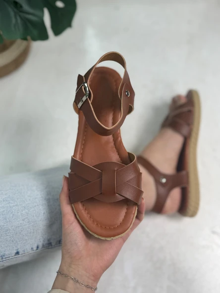 Günlük Kadın Sandalet Ayarlanabilir Bilek Tokalı Yumuşak Rahat Alçak Tabanlı Esnek Ayakkabı 407 - 2