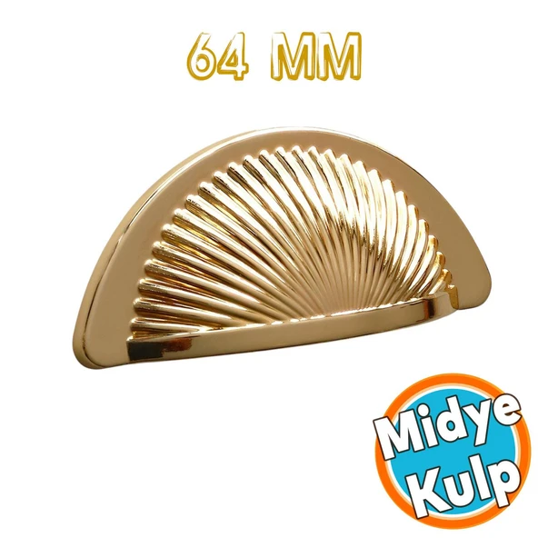 Mobilya Mutfak Dolabı Çekmece Dolap Kulpları Kulb Yelken Midye Tas Çanak 64 mm Düğme Altın Gold