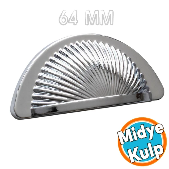 Mobilya Mutfak Dolabı Çekmece Dolap Kulpları Kulpu Kulb Yelken Midye Çanak 64 mm Düğme Krom