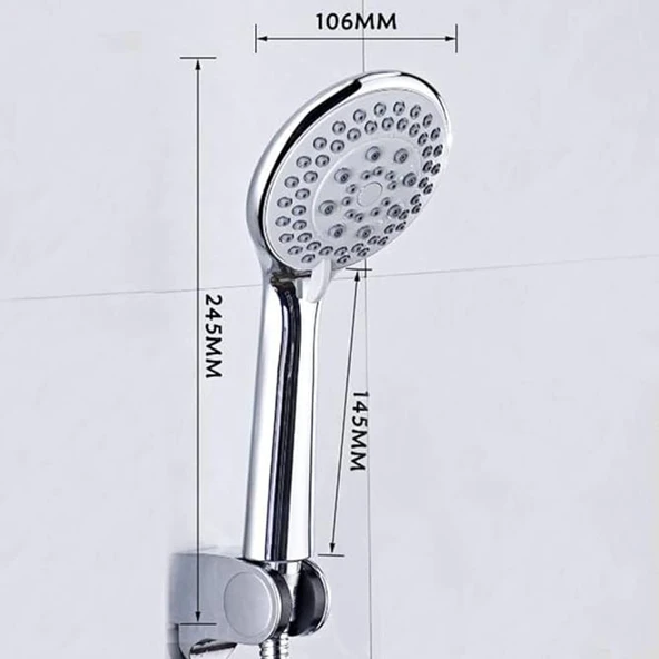 Latte 5 Fonksiyonlu Mafsallı el Duşu Ayarlanabilir su Akış hızı Duş Başlığı Lüx duş spireli - 3