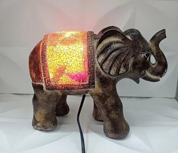 Fil Mozaik Lamba Yatak Odası Bebek Odası Gece Lambası Masa Üstü Ev Dekorasyon - 12