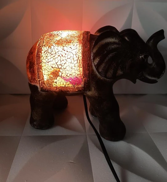 Fil Mozaik Lamba Yatak Odası Bebek Odası Gece Lambası Masa Üstü Ev Dekorasyon - 4