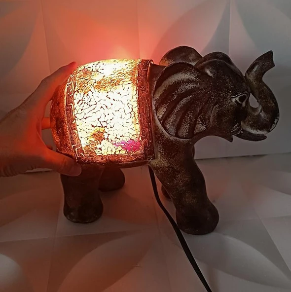 Fil Mozaik Lamba Yatak Odası Bebek Odası Gece Lambası Masa Üstü Ev Dekorasyon - 2