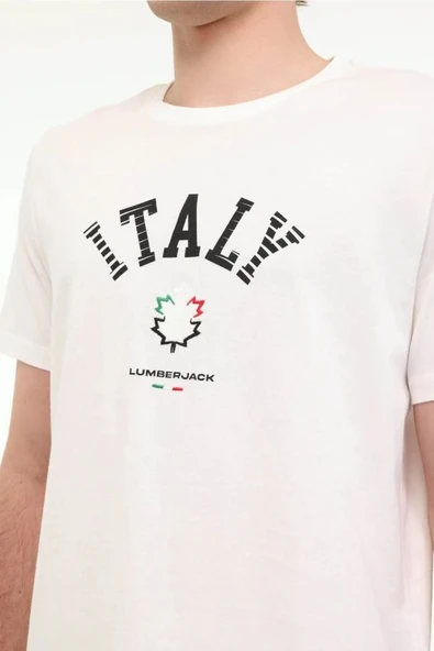 Lumberjack ML Renato 11ITL1030 5fx Beyaz Erkek T-shirt 101940309 - Resim 4