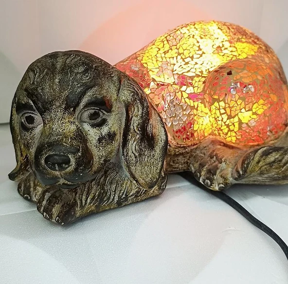Köpek Mozaik Lamba Yatak Odası Bebek Odası Gece Lambası Masa Üstü Ev Dekorasyon - 3
