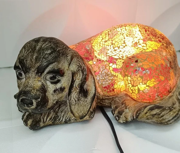 Köpek Mozaik Lamba Yatak Odası Bebek Odası Gece Lambası Masa Üstü Ev Dekorasyon - 7