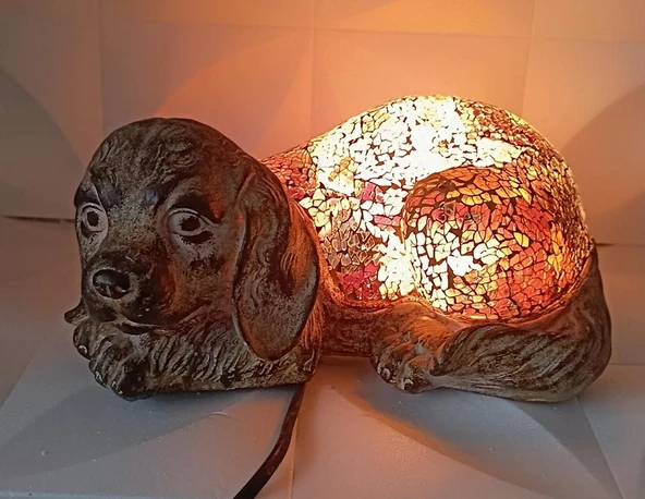 Köpek Mozaik Lamba Yatak Odası Bebek Odası Gece Lambası Masa Üstü Ev Dekorasyon