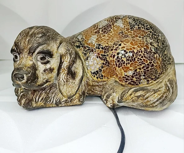 Köpek Mozaik Lamba Yatak Odası Bebek Odası Gece Lambası Masa Üstü Ev Dekorasyon - 5