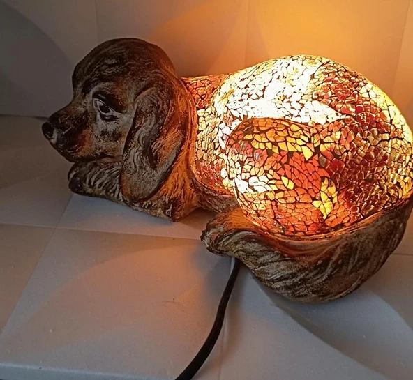 Köpek Mozaik Lamba Yatak Odası Bebek Odası Gece Lambası Masa Üstü Ev Dekorasyon - 6