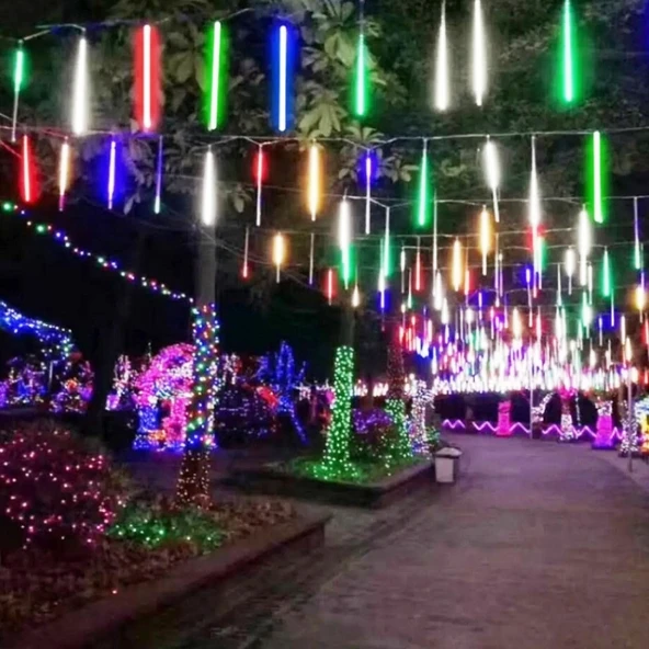 DEKOR DÜĞÜN IŞIKLARI METEOR LED LİGHT RENKLİ METEOR LED IŞIK AKAN IŞIK RENKLİ YAĞMUR DAMLASI IŞIK - Resim 3