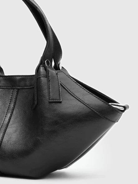 London Model Siyah Mıknatıs Kapamalı Kadın el ve Çapraz Çanta - 2