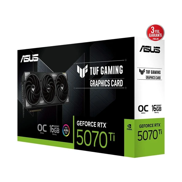 ASUS TUF-RTX5070TI-O16G-GAMING-NVIDIA-GEFORCE-RTX 5070 TI-16GB GDDR7-256BIT--OC-2XHDMI-3XDP-RGB-DLSS4 Ekran Kartı - 4