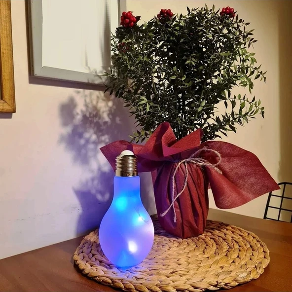 VIP DEKOR DÜĞÜN IŞIKLARI LIGHTBULB PİNK GLASS LED LİGHT PEMBE CAM AMPUL LED LAMBA RENKLİ LED IŞIKLI - Resim 2