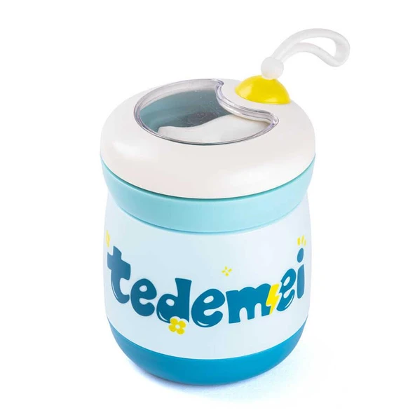 TANTİTONİ TEDEMEI MAVİ PASLANMAZ ÇELİK KAŞIKLI YEMEK TAŞIMA KABI 450 ML