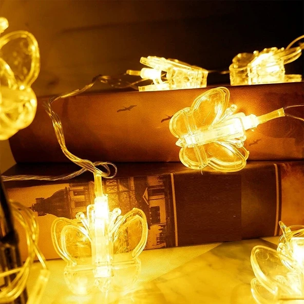 DEKOR DÜĞÜN IŞIKLARI KELEBEK MANDAL LED IŞIK GÜN IŞIĞI LED IŞIK BUTTERFLY CLİPS LED PİLLİ LED IŞIK ürün görseli 1