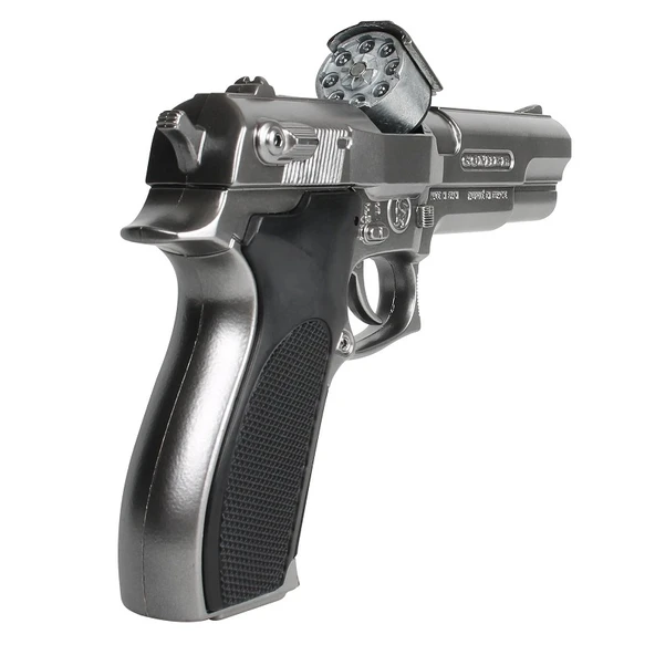 VIP KALİTE METAL KAPSÜL TABANCASI 8Lİ KAPSÜL TABANCASI GÜMÜŞ OYUNCAK TABANCA METAL TABANCA - 2