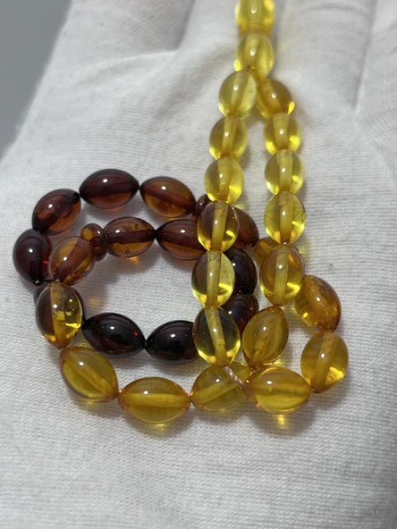 Doğal Kaya Damla Kehribar Tesbih 8,5x6mm 7,12 Gram - Resim 4