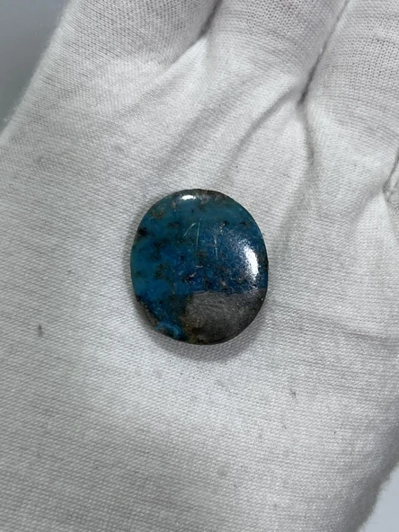 Okyanus Temalı Doğal Kabaşon Firuze Taşı 24,6 Karat - Turkuaz Taşı 4,96 Gram - 2