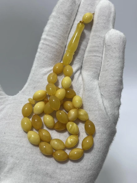 Doğal Kaya Damla Kehribar Tesbih 33lük 12,23 Gram - Resim 3