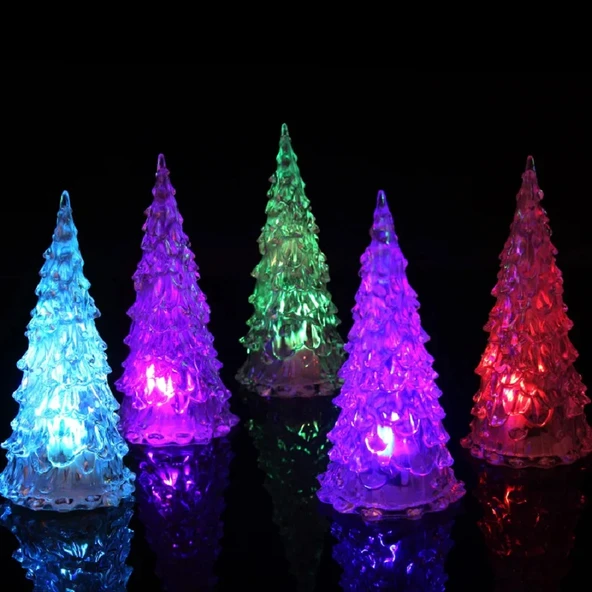 IŞIKLI YILBAŞI AĞACI VIP RENKLİ LED IŞIKLI ÇAM AĞACI 13 CM IŞIKLI ÇAM AĞACI RGB PINE TREE LED LIGHT - Resim 2