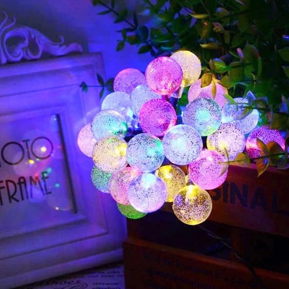 CRYSTAL LED LİGHT BALL YILBAŞI AĞACI IŞIĞI RENKLİ NOEL IŞIĞI RENKLİ KRİSTAL TOP LED IŞIK 220 V FİŞLİ - Resim 3