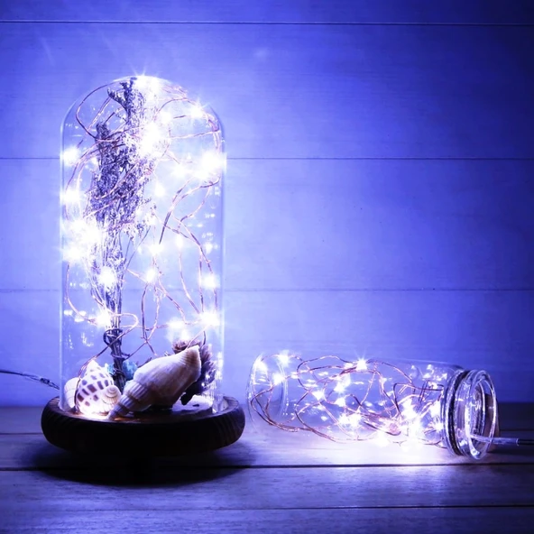 7 METRE YILBAŞI AĞACI IŞIĞI BEYAZ PİLLİ IŞIK PİLLİ BEYAZ LED IŞIK BEYAZ NOEL IŞIĞI YILBAŞI IŞIĞI - 4