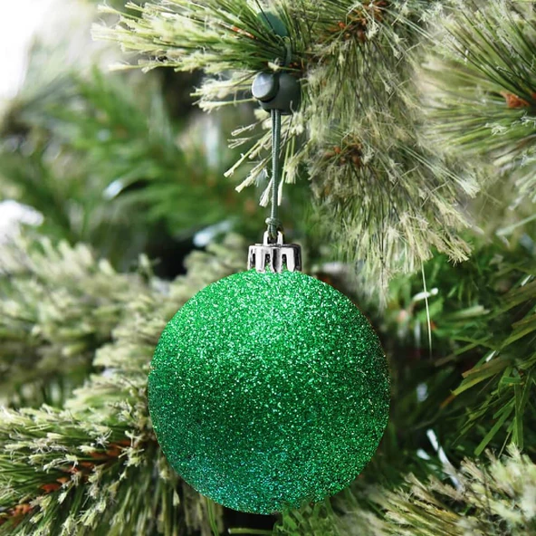 VIP DELUXE 12 ADET 5 CM SİMLİ YEŞİL TOP SÜSLER YILBAŞI AĞACI SÜSLERİ NOEL AĞACI SÜSLERİ YEŞİL TOPSÜS ürün görseli