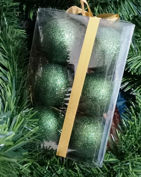 VIP DELUXE 12 ADET 5 CM SİMLİ YEŞİL TOP SÜSLER YILBAŞI AĞACI SÜSLERİ NOEL AĞACI SÜSLERİ YEŞİL TOPSÜS - Resim 2