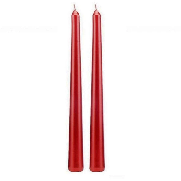 10 PCS CHRISTMAS CANDLE METALLIC BRIGHT RED CANDLESTICK 10 ADET KIRMIZI ŞAMDAN MUMU YILBAŞI MUMLARI - Resim 4