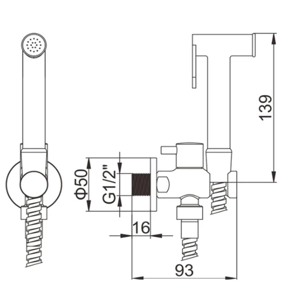 Venita Spiralli Taharetmatik Pirinç El Duşu Ankastre Vana Ara Musluk Set - Resim 5