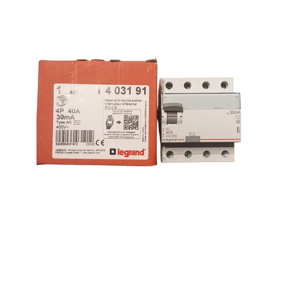 Legrand  Kaçak akım koruma anahtarı 4P 40A  30mA  AC tipi  400V~