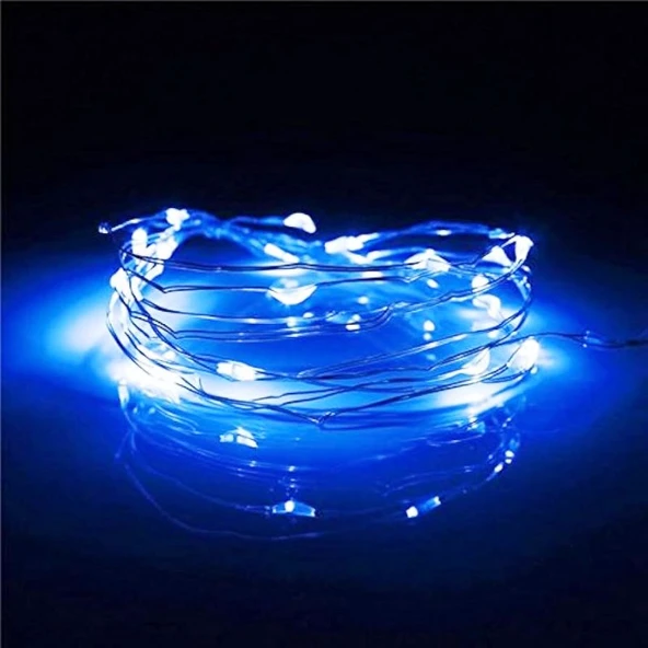 3 METRE MAVİ PİLLİ LED IŞIK SABİT YANAR MİCRO DÖKME LED SU GEÇİRMEZ ULTRA PARLAK CANLI MAVİ IŞIK