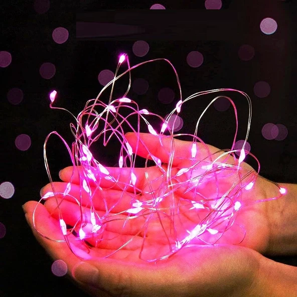 3 METRE PEMBE PİLLİ LED IŞIK CANLI PEMBE IŞIK IP65 SU GEÇİRMEZ SEVGİLİLER GÜNÜNE ÖZEL PEMBE LED IŞIK