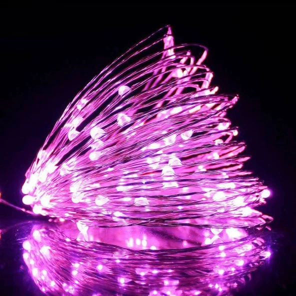 10 METRE PEMBE PİLLİ LED IŞIK CANLI PEMBE IŞIK IP65SU GEÇİRMEZ SEVGİLİLER GÜNÜNE ÖZEL PEMBE LED IŞIK
