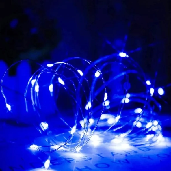 2 METRE MAVİ PİLLİ LED IŞIK ULTRA PARLAK CANLI MAVİ IŞIK SABİT YANAR MİCRO DÖKME LED SU GEÇİRMEZ