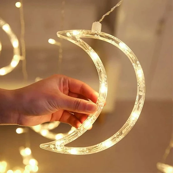 AY YILDIZ GÜN IŞIĞI SALKIM LED IŞIK AY YILDIZLI SALKIM IŞIK AY YILDIZ IŞIK RAMAZAN DEKOR IŞIKLARI - 2