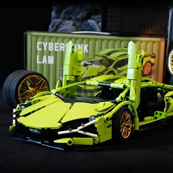Cyberpunk Tarzı Spor Araba Yapı Blok Modeli 1314 Parça - Resim 4