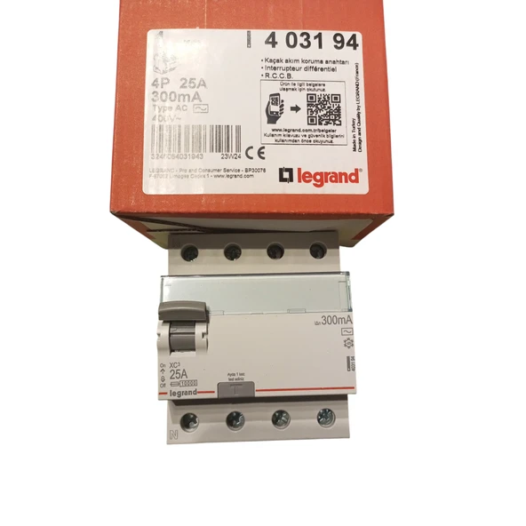 Legrand yangın korumalı kaçak akım 4P 25A 300mA  AC tipi  400V~