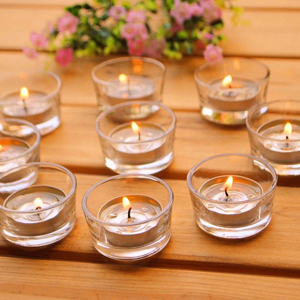 36 PCS VIP ROMANTIC GLASS CANDLE HOLDER 36 ADET CAM MUMLUK 4.5X2CM TEA LİGHT CAM MUMLUK DEKOR MUMLUK - 4