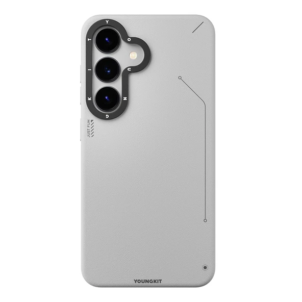 Galaxy S25 Kılıf M-safe Şarj Özellikli Basit Mat Deri Desenli Youngkit Tech Fashion Serisi Kapak - 2