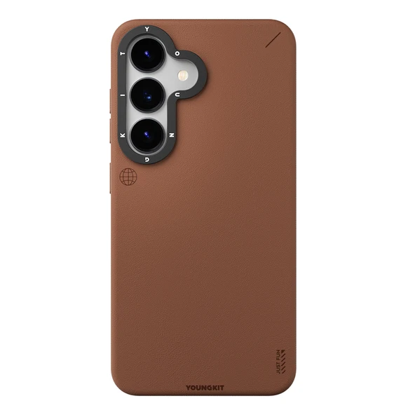Galaxy S25 Kılıf M-safe Şarj Özellikli Basit Mat Deri Desenli Youngkit Tech Fashion Serisi Kapak - 3