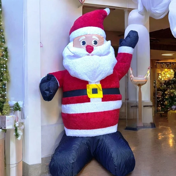 VIP DELUXE 120 CM LED IŞIKLI MOTORLU DEV ŞİŞME NOEL BABA 120 CM IŞIKLI PELUŞ DOKULU YILBAŞI DEKORU