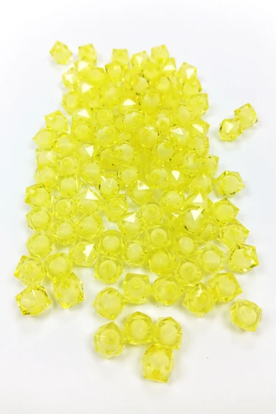 Küp Boncuk İçten Boncuklu Bileklik Çanta Boncuğu 10 mm 50 gr Sarı - BNC454