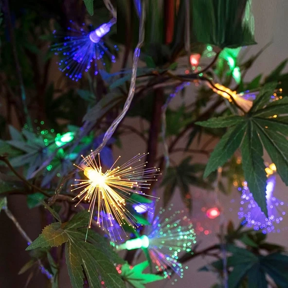 4 METRE RGB RENKLİ FİBER OPTİK LEDLİ KİRPİ LED IŞIK YILBAŞI IŞIĞI YILBAŞI AĞACI IŞIĞI MODLU FİŞLİ - Resim 5