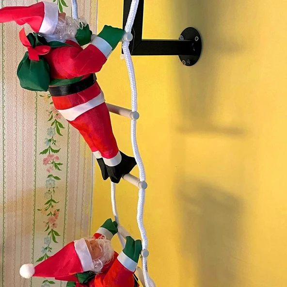 87 CM 2Lİ MERDİVENE TIRMANAN NOEL BABA YILBAŞI SÜSÜ VİTRİN NOEL SÜSLERİ YILBAŞI ÇAM AĞACI SÜSLERİ - 3