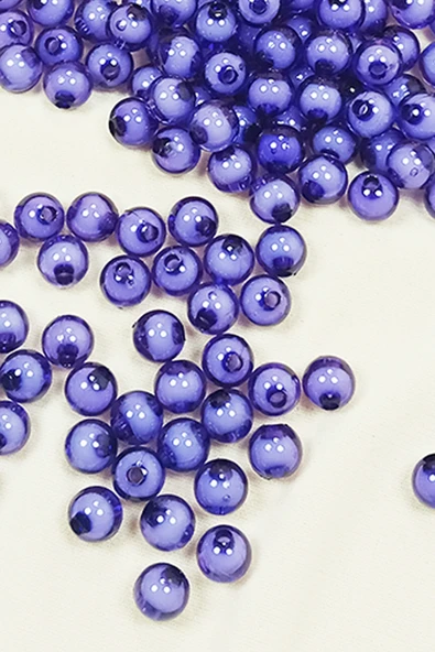 Yuvarlak Boncuk İçten Boncuklu Bileklik Çanta Boncuğu 8 mm 50 gr Eflatun - BNC472 - 2